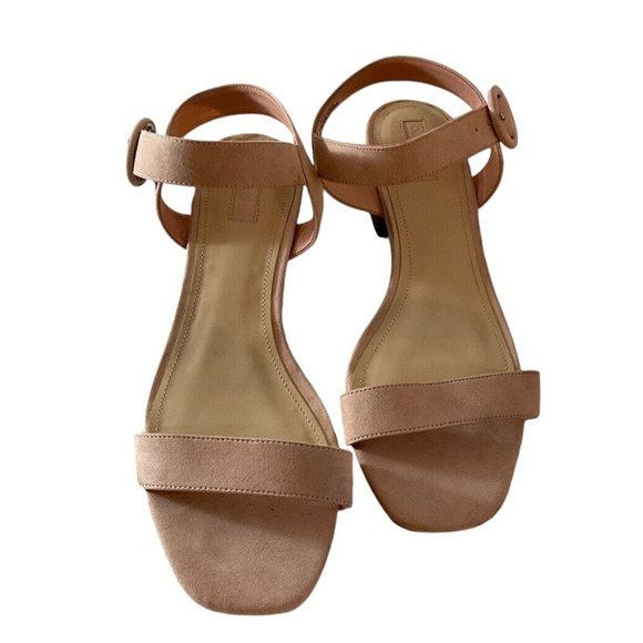 Forever 21 Light Pink Block Heel Sandals Size 10 Open Toe Ankle Strap Buckle - Picture 1 of 9